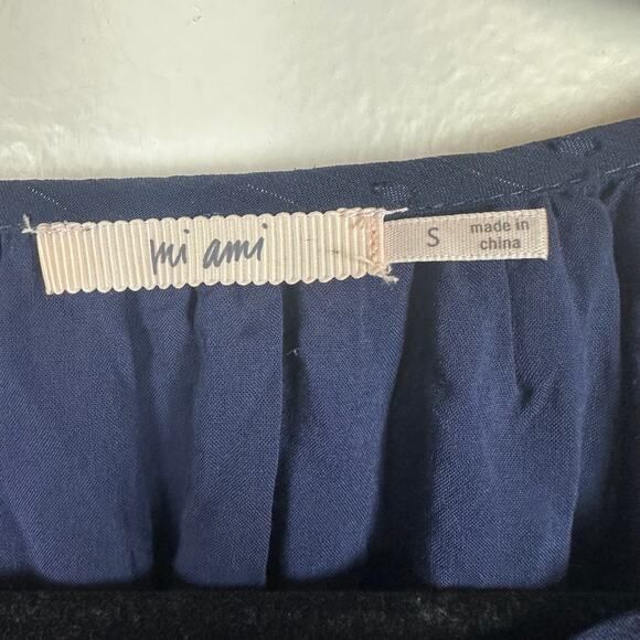 Francesca's Collections Mi Ami Womens Bell Sleeve Chiffon Shift Navy Dress Small - Picture 8 of 10